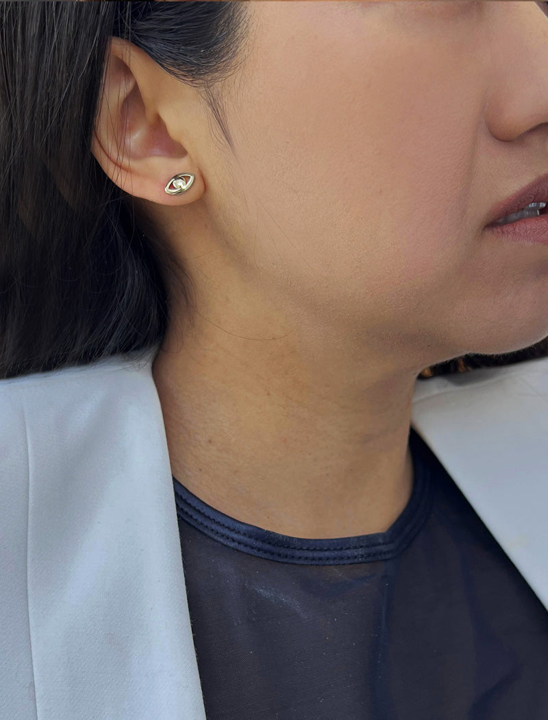 EVIL EYE Stud Earrings | 18K Gold Over Sterling Silver