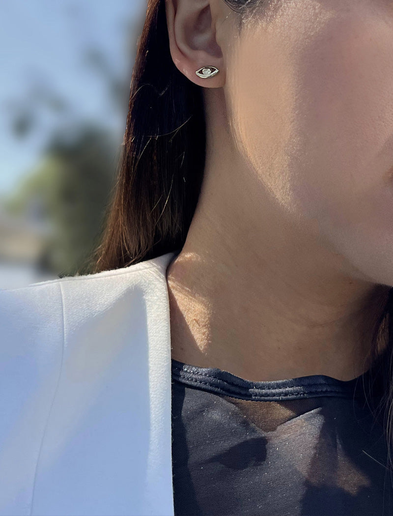EVIL EYE Stud Earrings | 18K Gold Over Sterling Silver