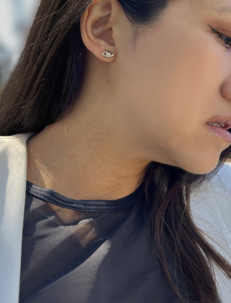 EVIL EYE Stud Earrings | 18K Gold Over Sterling Silver