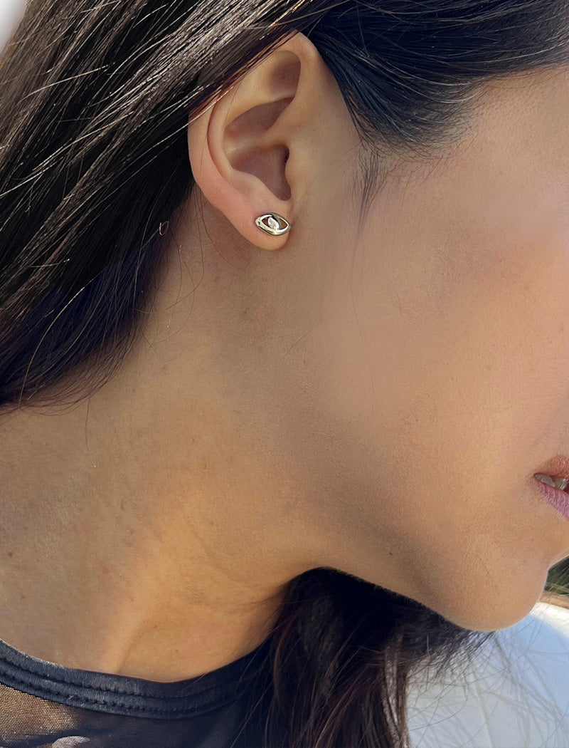 EVIL EYE Stud Earrings | 18K Gold Over Sterling Silver