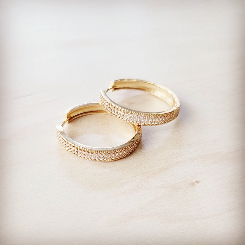 Indulgent Pave Eternity Gold Hoop Earrings 219cm