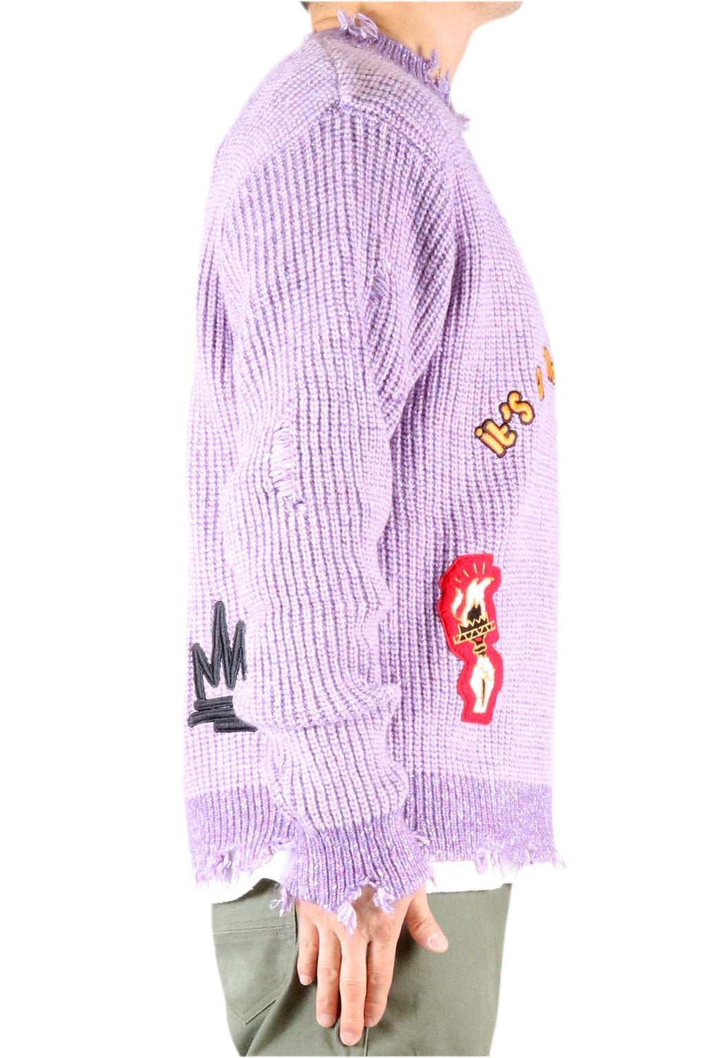 RODRI Heavy Gauge Ripped Knit Sweater with patches