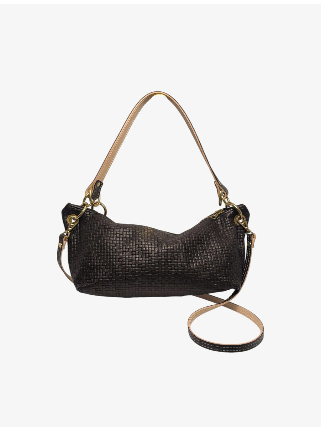 Blair Shoulder Bag, Black Embossed Leather