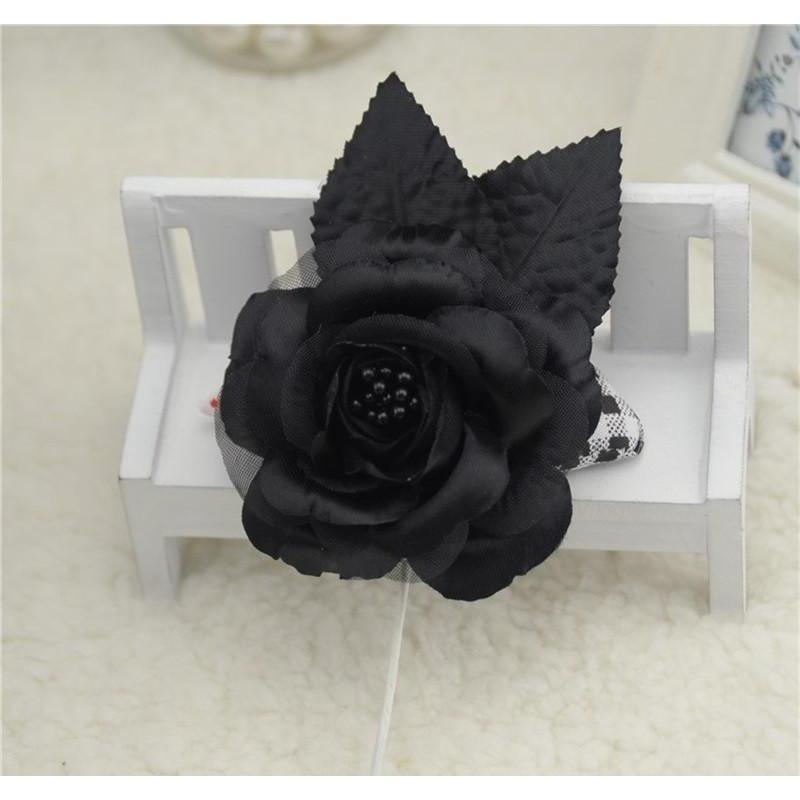 Fancy Black Brooch Boutonniere