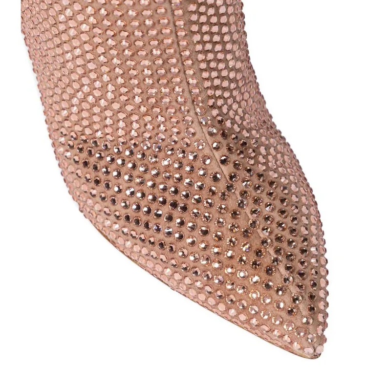 Fashionista Gold Glitter Rhinestone Stiletto Boots