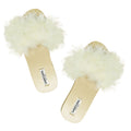 White Feather Espadrille Flat Slide Slippers for Women | Handmade Vegan Leather Sandals