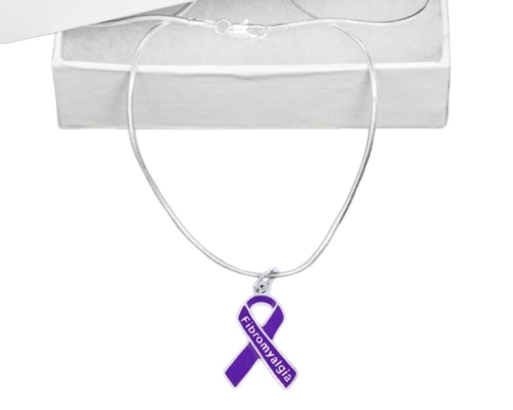 Fibromyalgia Awareness Purple Ribbon Necklaces