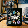 Neurodiverse Universe Autism Space Tote Bag, Colorful Autism Awareness Education Gift Shopper