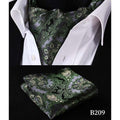 Forest Green Paisley Silk Ascot/Cravat Tie & Handkerchief