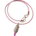 Fuchsia Crystal Drop Pendant Necklace Copper Silver Tubular