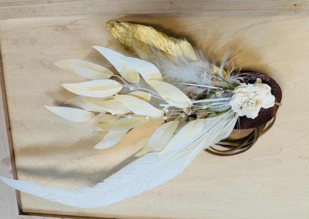 Boho Western Wedding Floral & Feather Bridsmaid Hat in Rust 984q