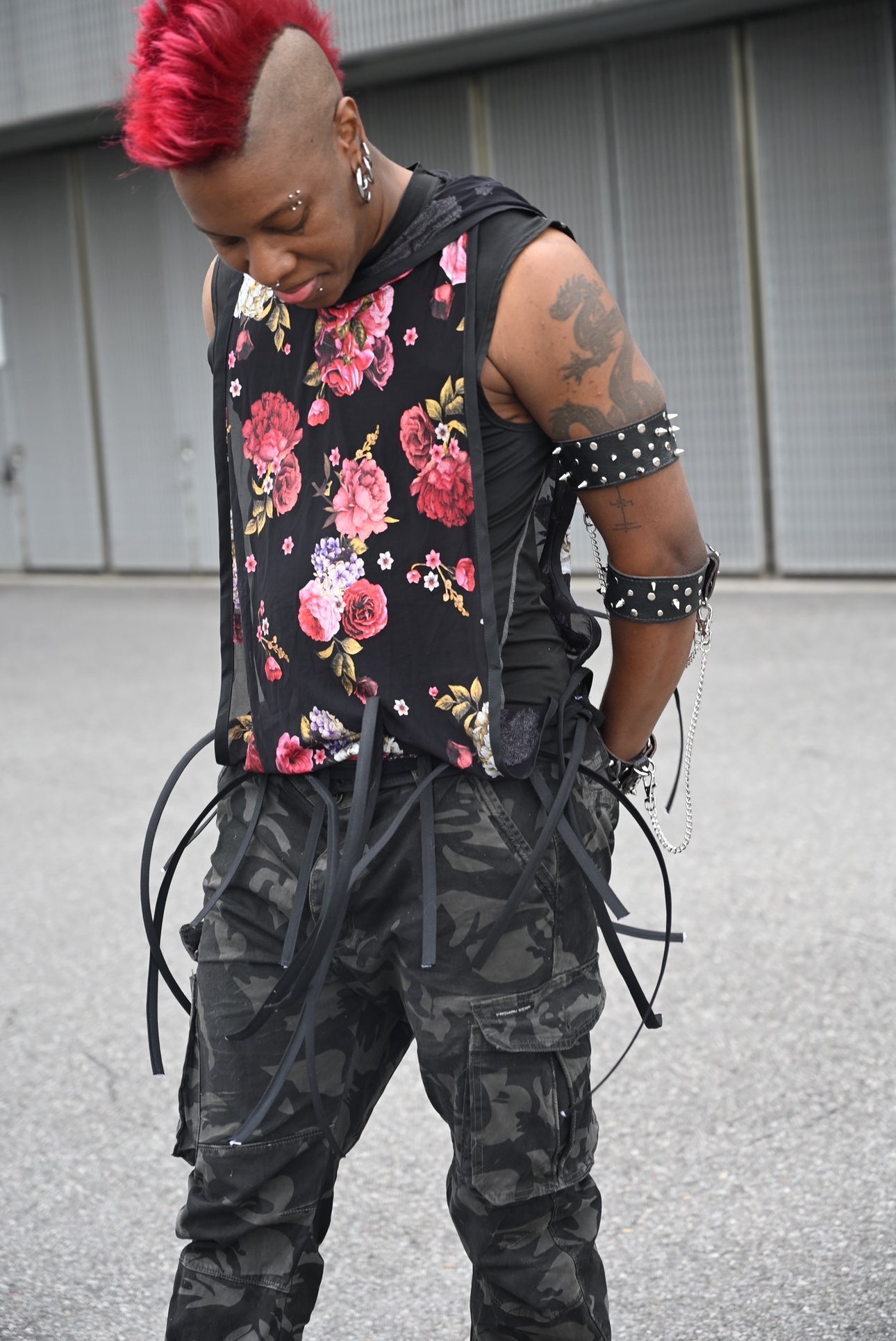 Floral Boned Muscle Tee