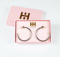 Silver with Gold Caps Hoop Earrings