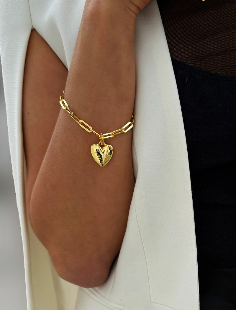 PUFFY HEART Charm Medium Chain Bracelet