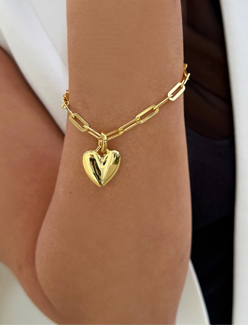 PUFFY HEART Charm Medium Bracelet