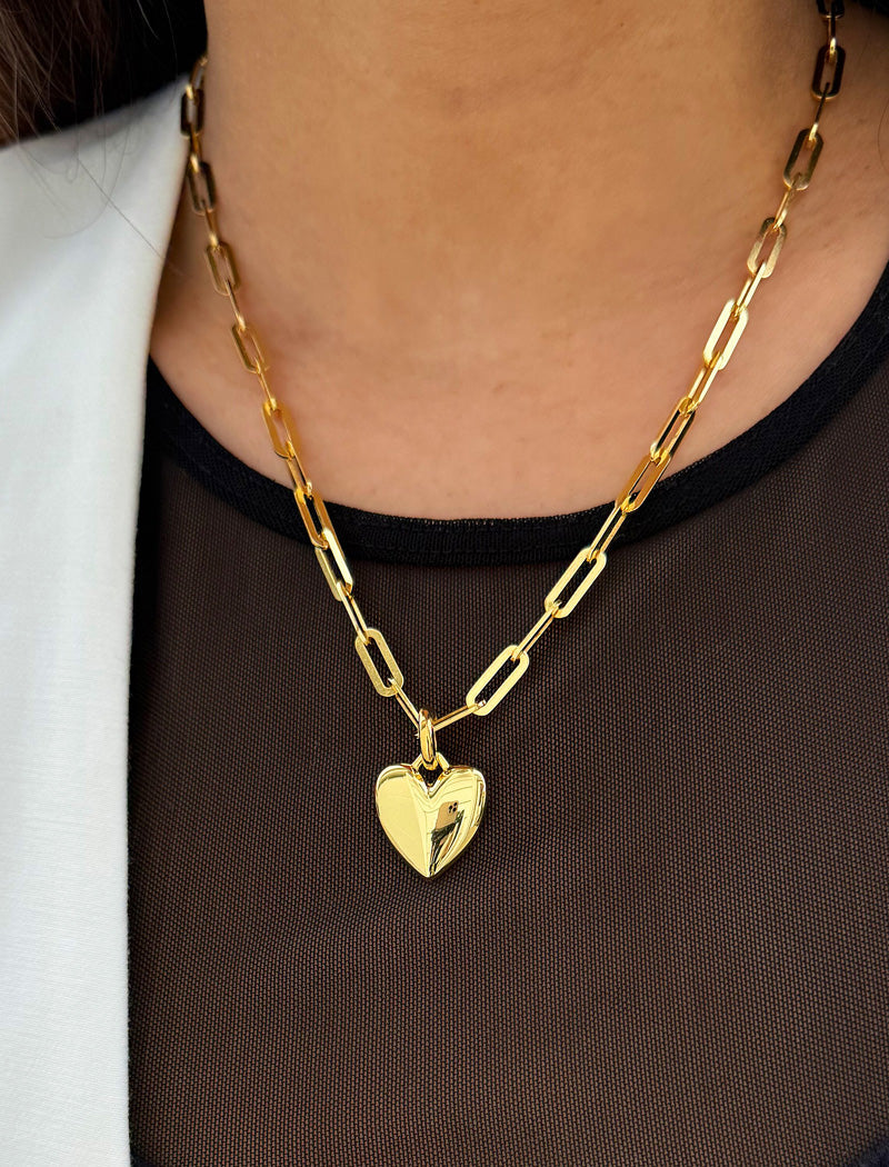 PUFFY HEART Necklace Charm Pendant Only