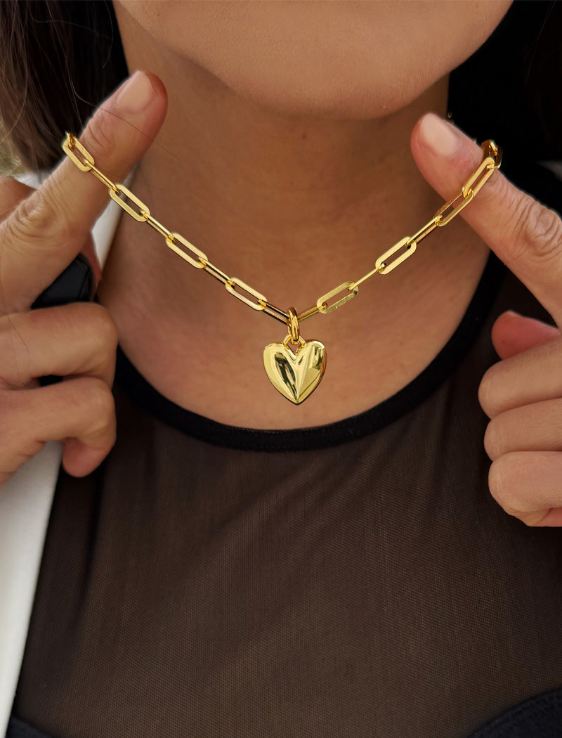 PUFFY HEART Necklace Charm Pendant Only