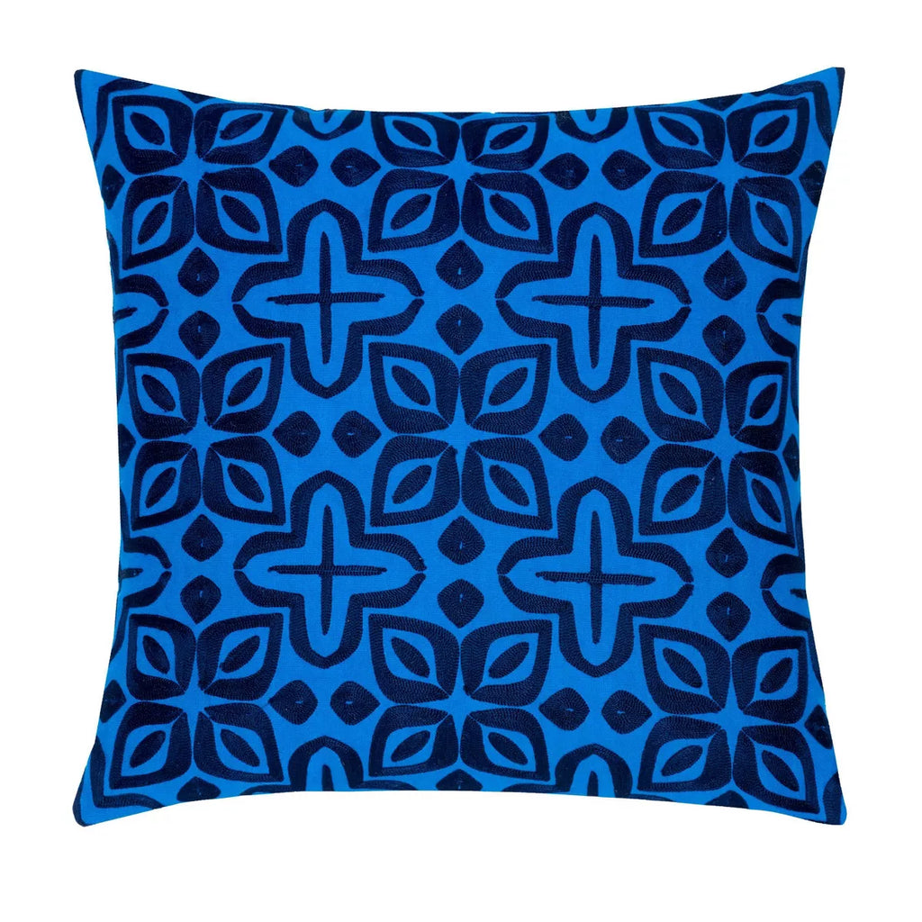 Beauty Embroidered Decorative Pillow (Peacock/Indigo)