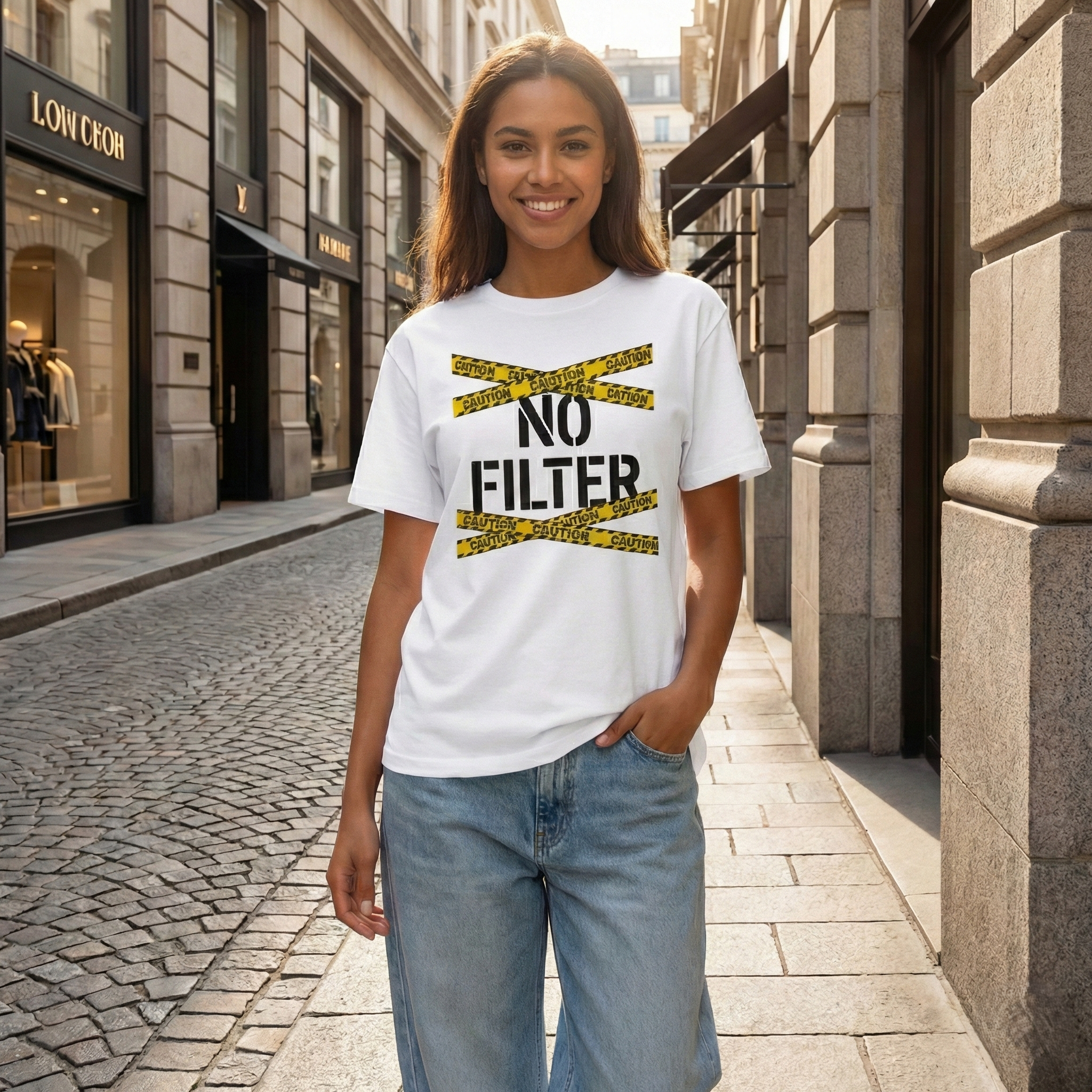 Bold Edgy Unapologetic Caution No Filter T-Shirt