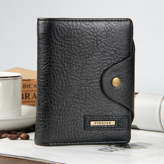 Genuine Leather Brand Men Wallets Design Short Small Wallets