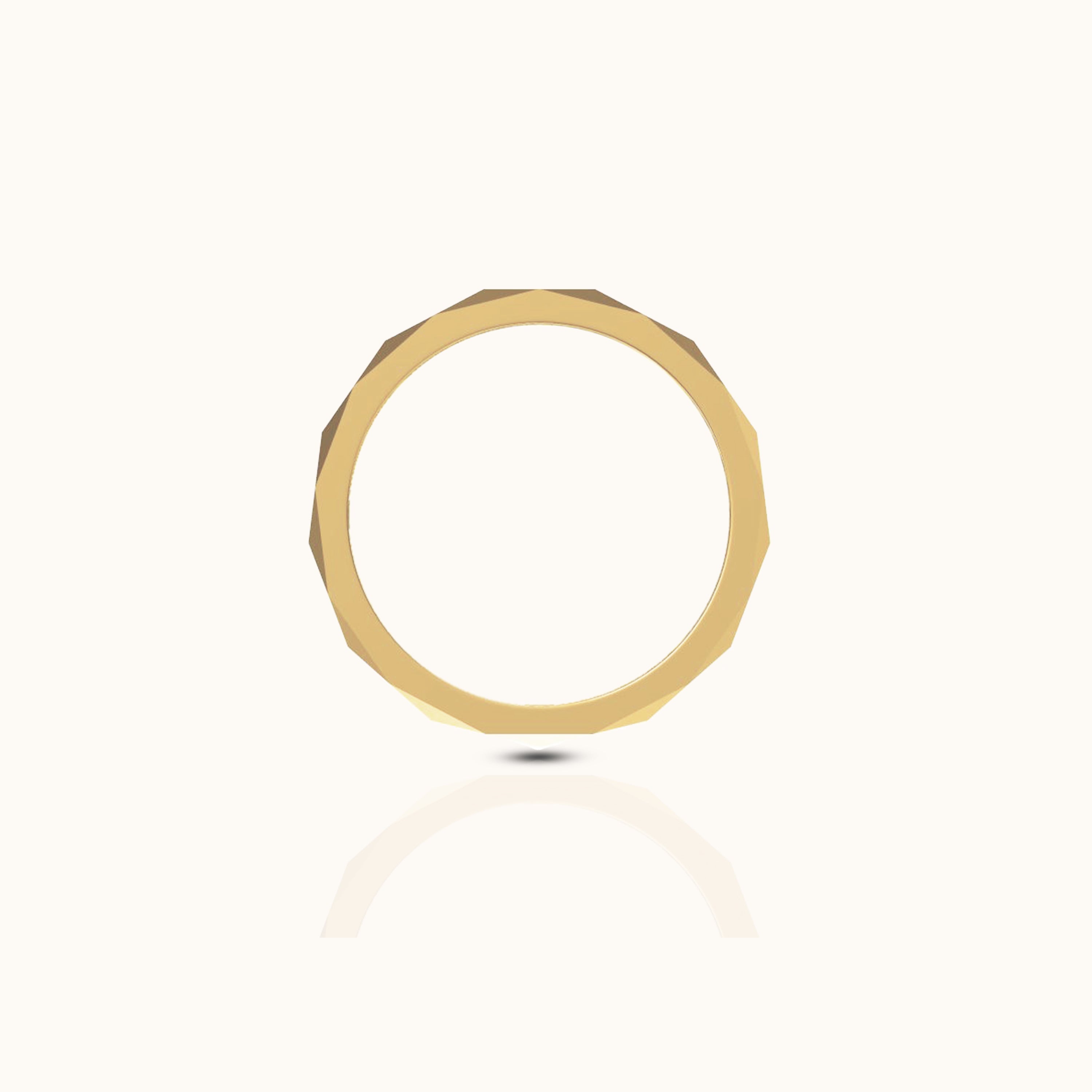 Geometric Cutting Beveled Triangle Polished Titanium PVD Gold Band Ring