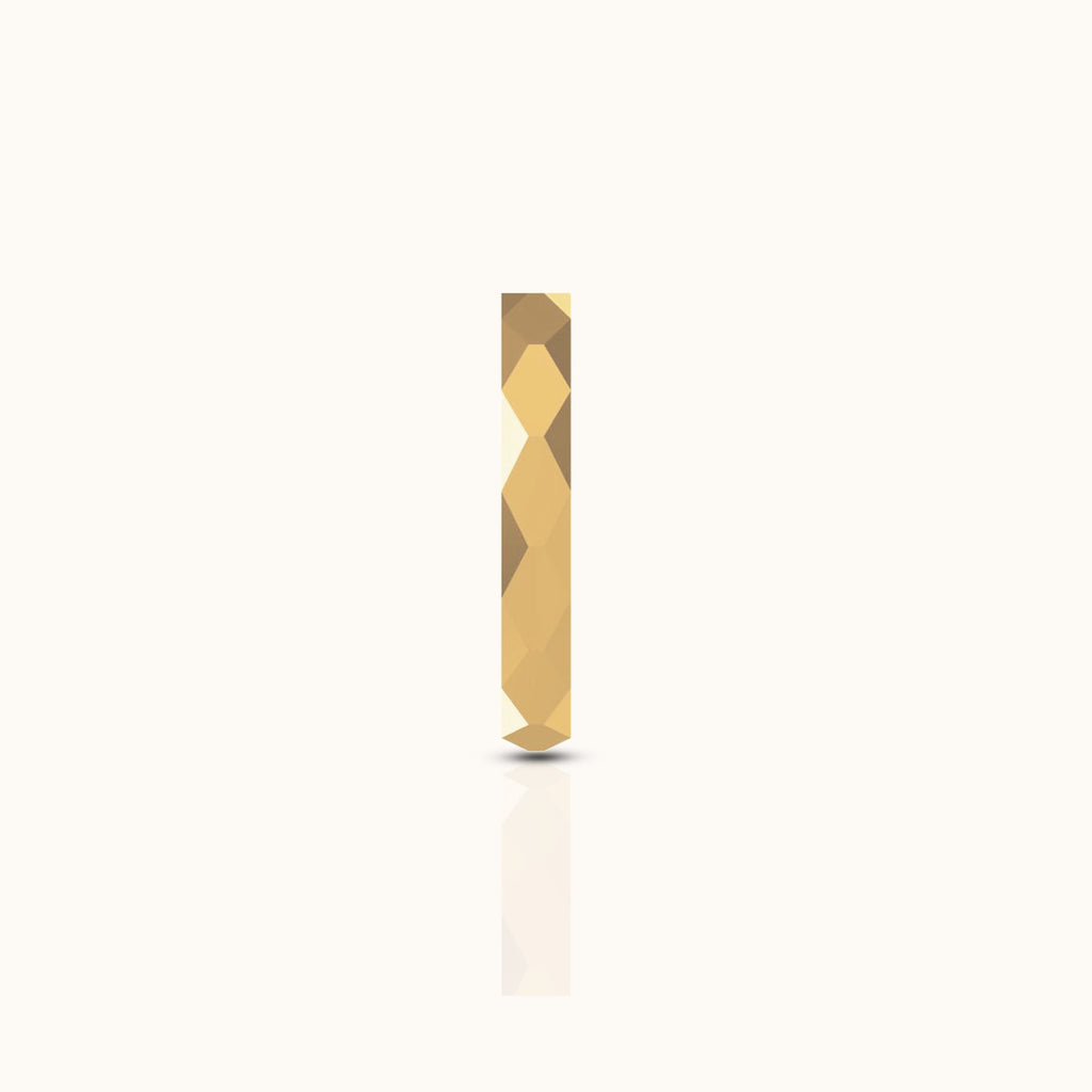Geometric Cutting Beveled Triangle Polished Titanium PVD Gold Band Ring