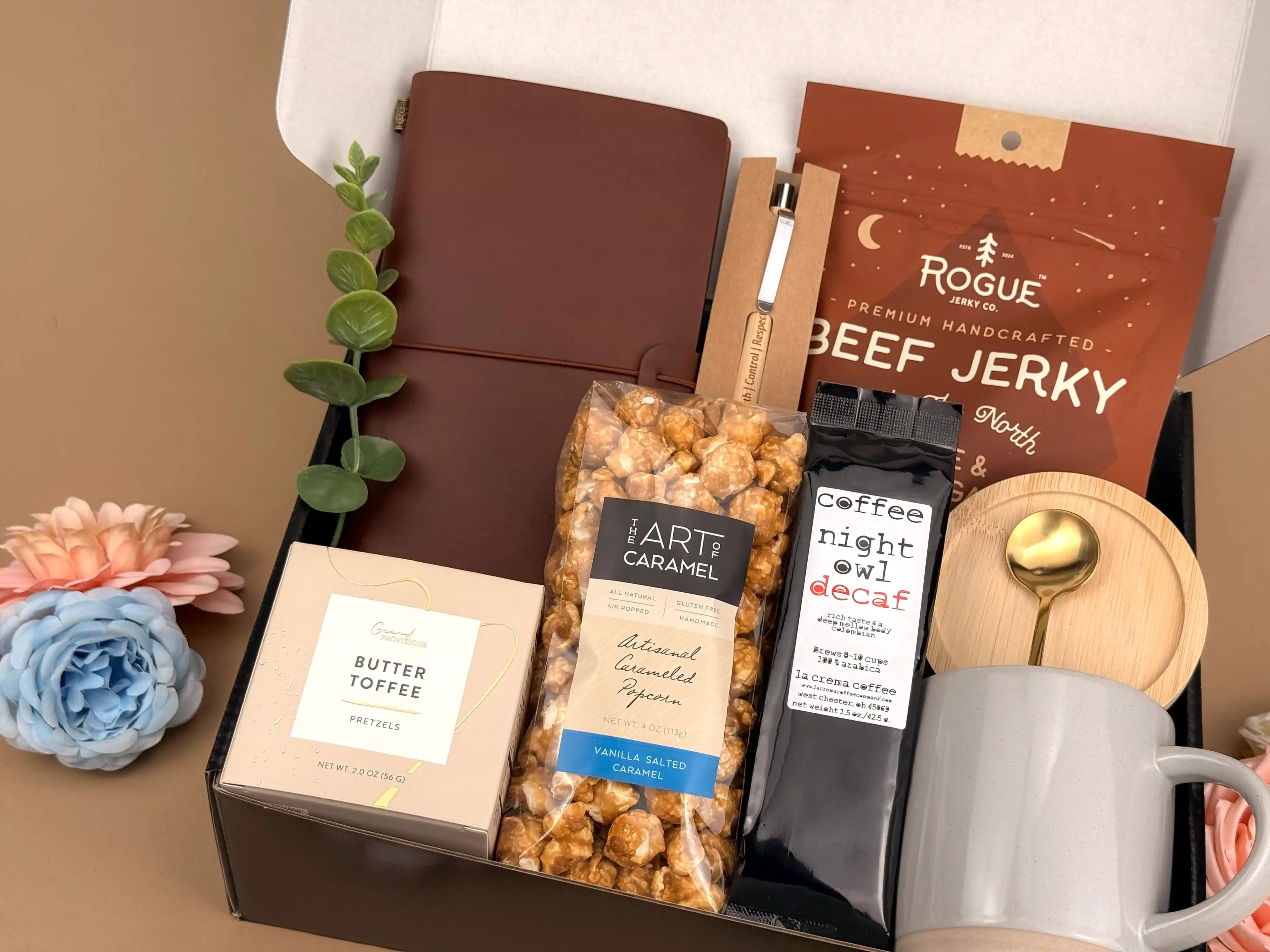 Father’s Day Gift Baskets for Men – Premium Coffee & Leather Journal Set | Executive Gift Box for Dad, Birthday & Appreciation Gift for Him