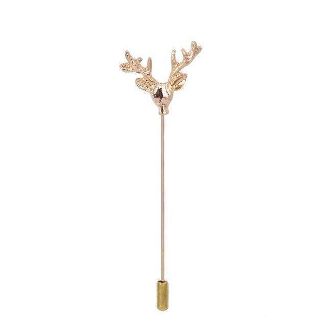 Gold Rustic Deer Brooch