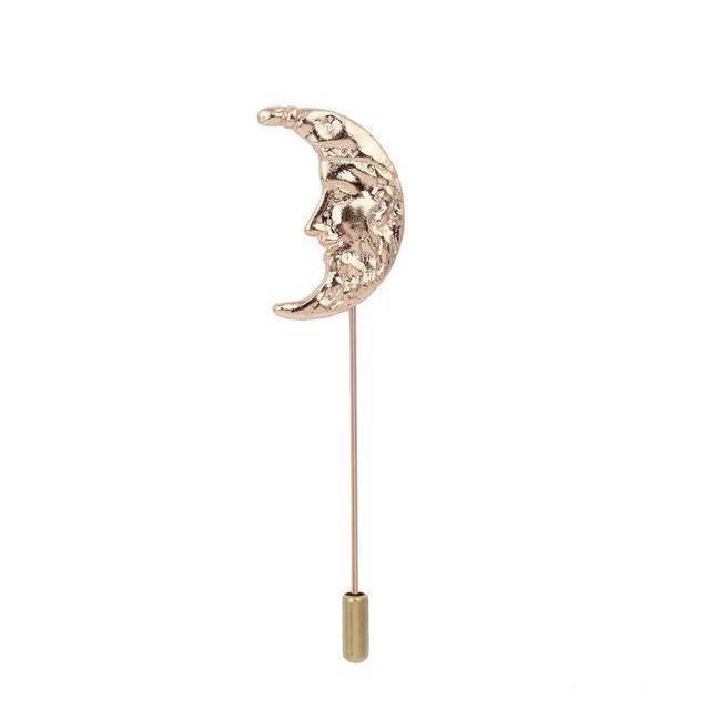 Gold Rustic Moon Brooch
