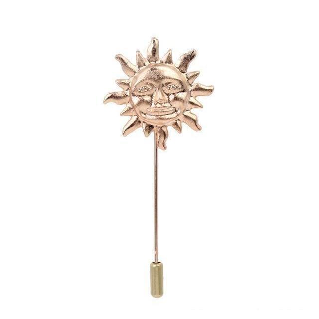 Gold Rustic Sun Brooch