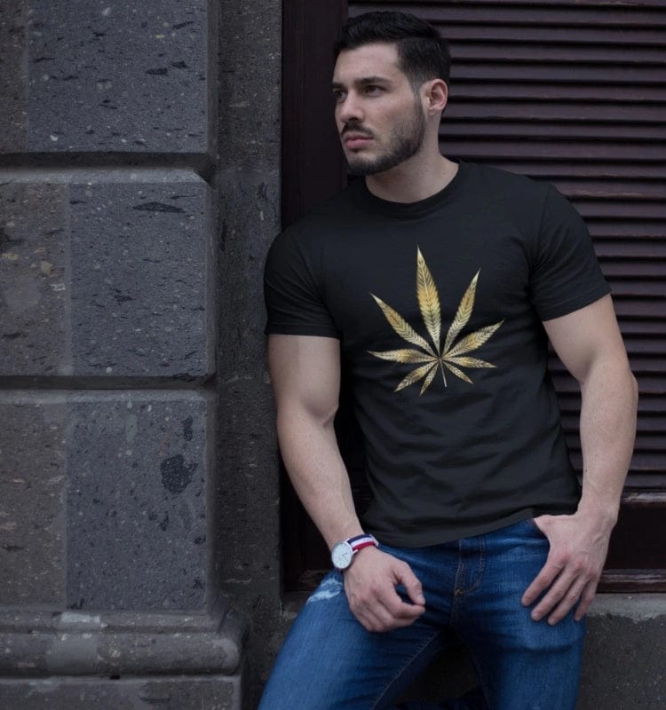 Gold Marijuana Leaf Tee