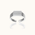 Doviana Signature Good Vibes Silver Cubic Engraved Ring