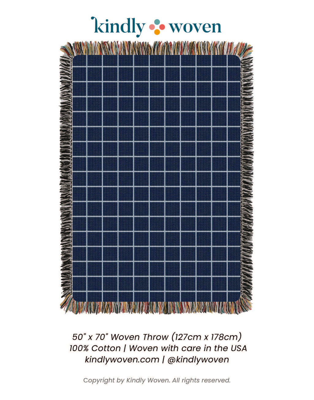 Greer — Lapis Colorway - Reversible Woven Blanket with Fringe