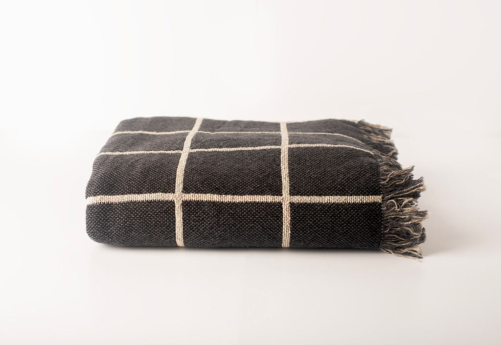 Greer — Nocturne Colorway - Reversible Woven Blanket with Fringe