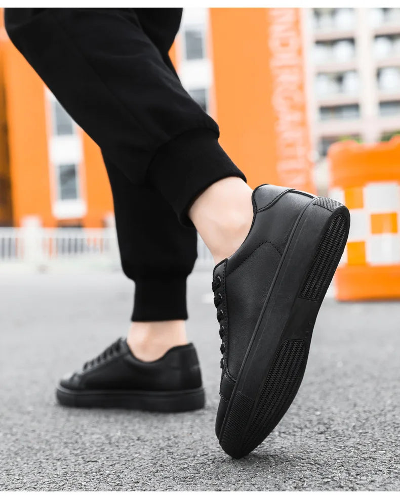 Men's Summer Korean Style Fashion Board Shoes Trendy All-match Casual Large Size Soft PU Mesh Solid Color PVC