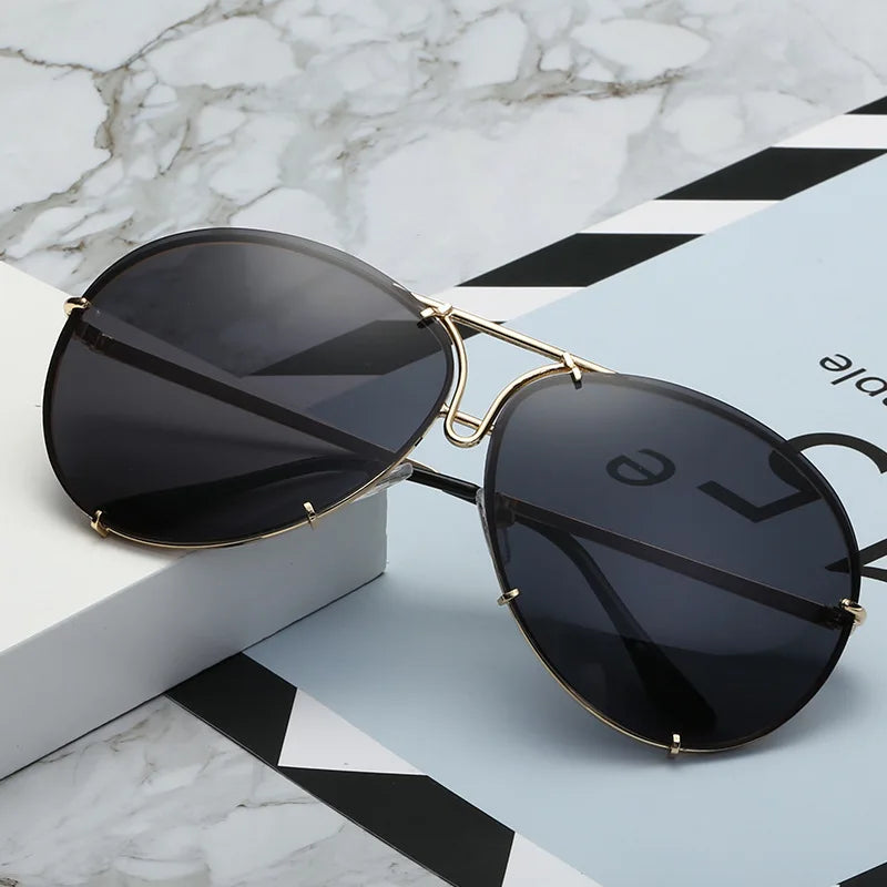 Fashion Pilot Sunglasses Women Oversized Luxury Sun Cool Mirror Vintage Gradient Shades UV400