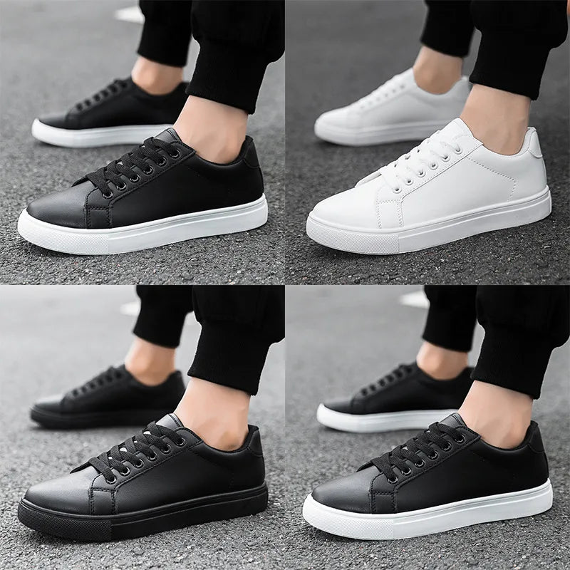 Men's Summer Korean Style Fashion Board Shoes Trendy All-match Casual Large Size Soft PU Mesh Solid Color PVC