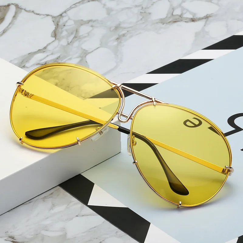 Fashion Pilot Sunglasses Women Oversized Luxury Sun Cool Mirror Vintage Gradient Shades UV400