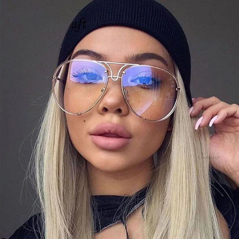 Fashion Pilot Sunglasses Women Oversized Luxury Sun Cool Mirror Vintage Gradient Shades UV400
