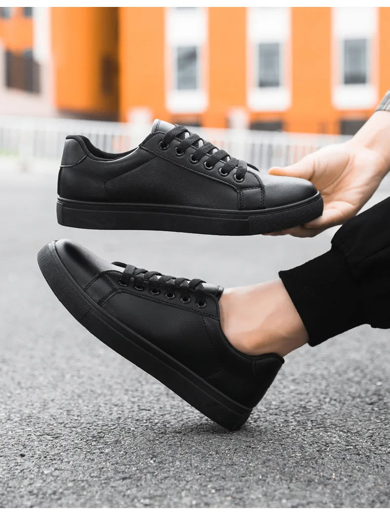 Men's Summer Korean Style Fashion Board Shoes Trendy All-match Casual Large Size Soft PU Mesh Solid Color PVC