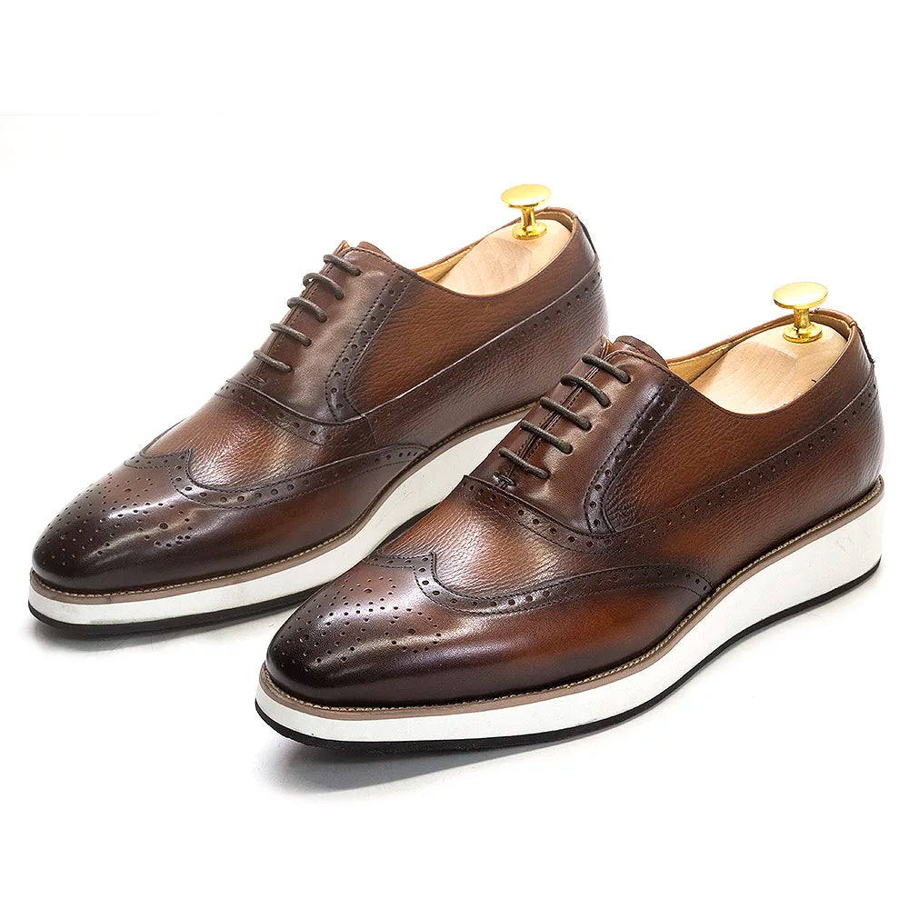 Real Leather Handmade Men's Shoes Dress Casual Spring Lace up Sports