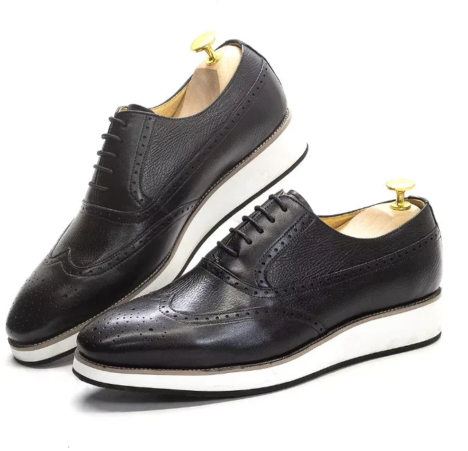 Real Leather Handmade Men's Shoes Dress Casual Spring Lace up Sports