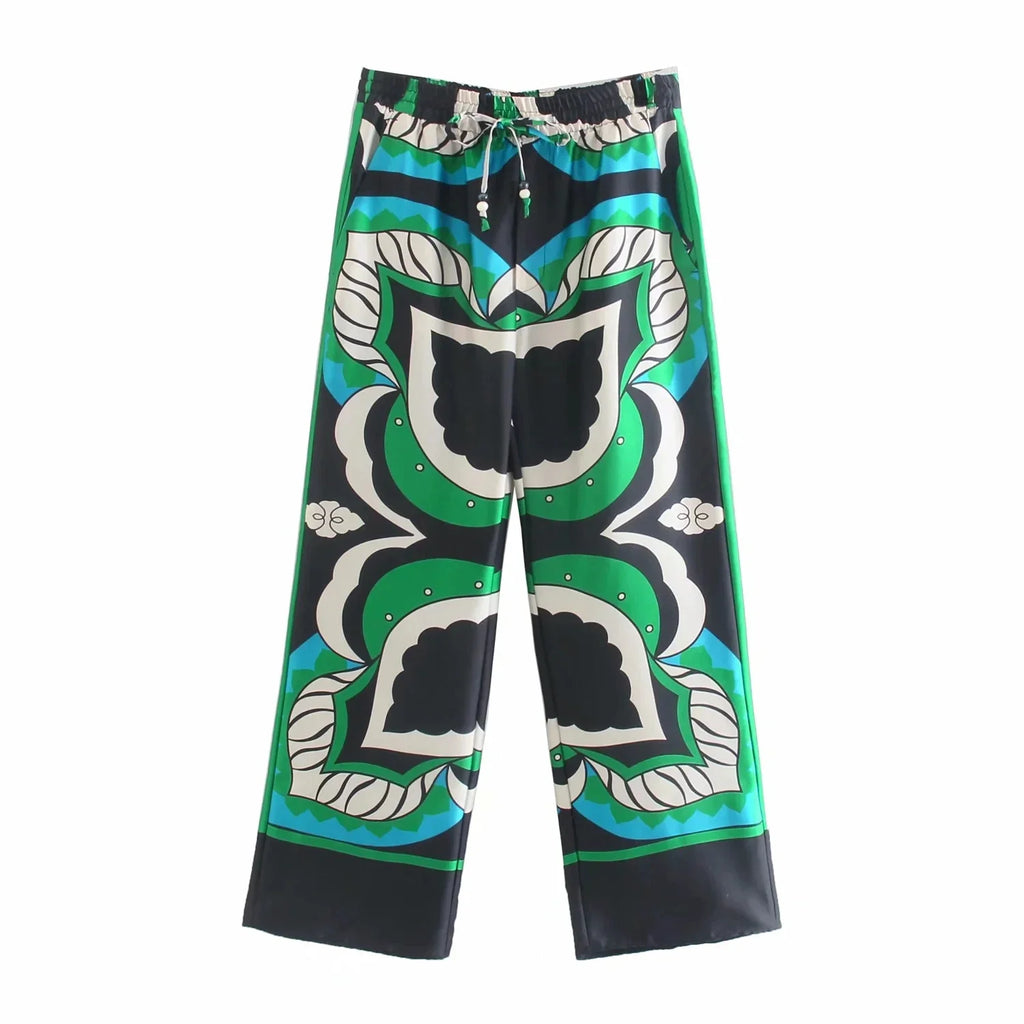Foridol Oversized Green Print Boho Women Shorts Sets Shirts Shorts Pants Three Pieces Fashion Suits Matching Sets 2025 Summer