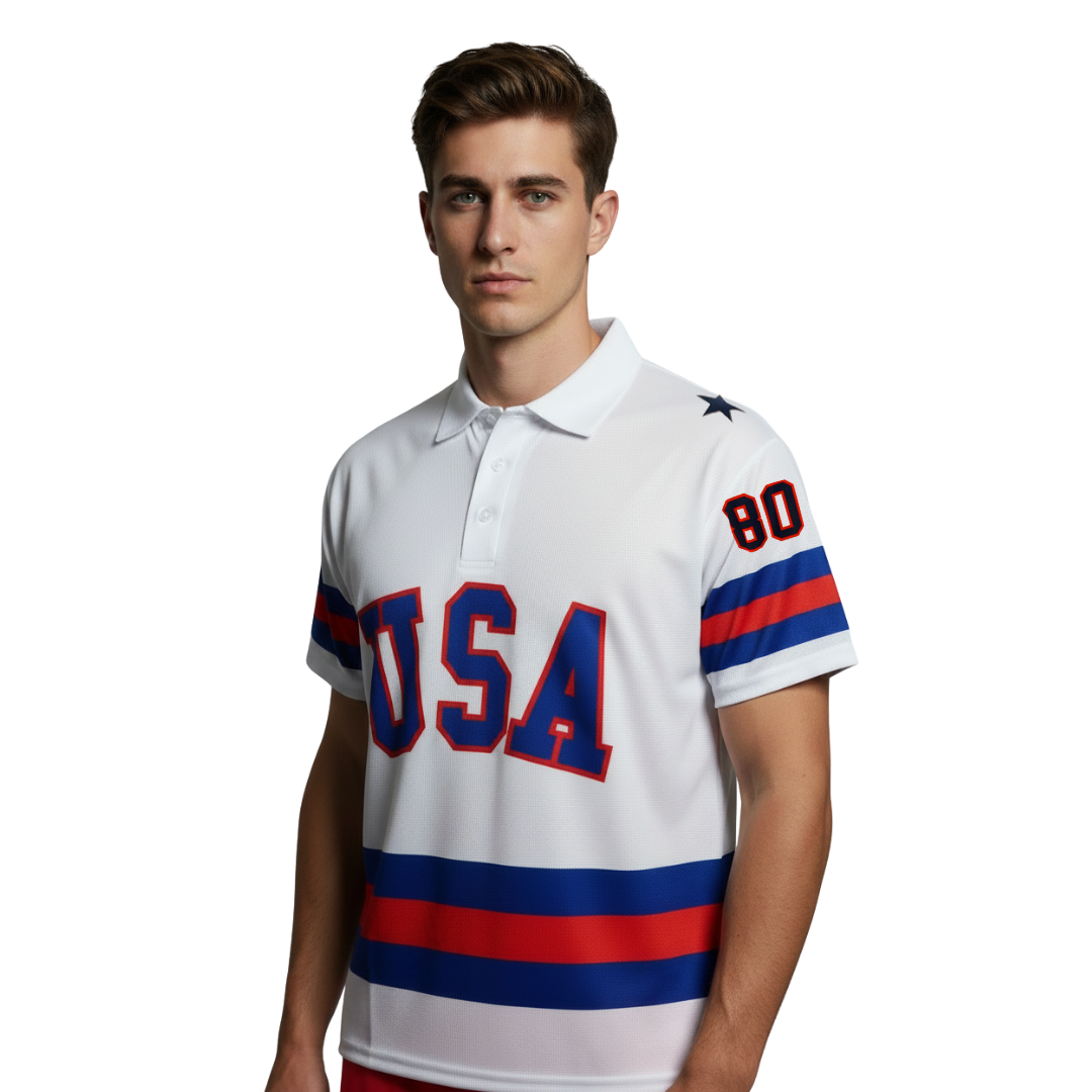 USA Hockey Adult Miracle on Ice 1980 Team Jersey Authentic White Polo