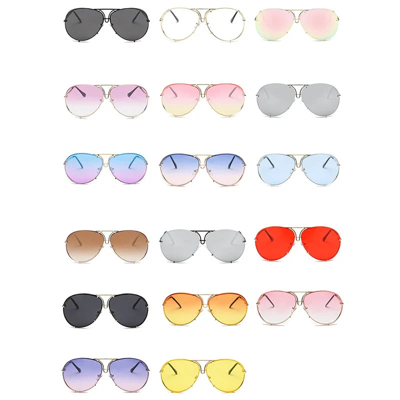 Fashion Pilot Sunglasses Women Oversized Luxury Sun Cool Mirror Vintage Gradient Shades UV400
