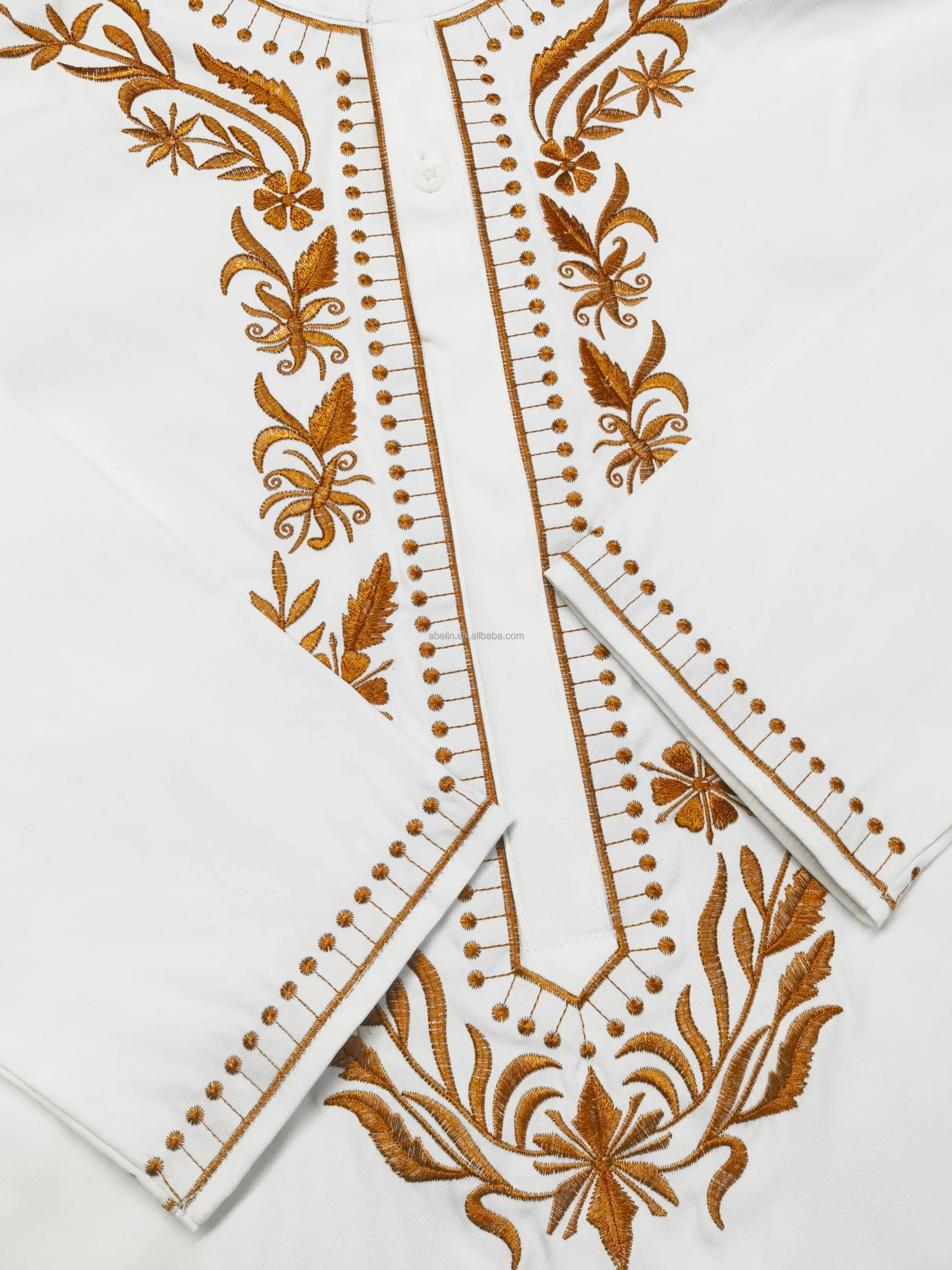Men's Embroidery Set Two Pieces White Fashion Wedding Sets Formal Men Party Embroidery Sets Plus Size