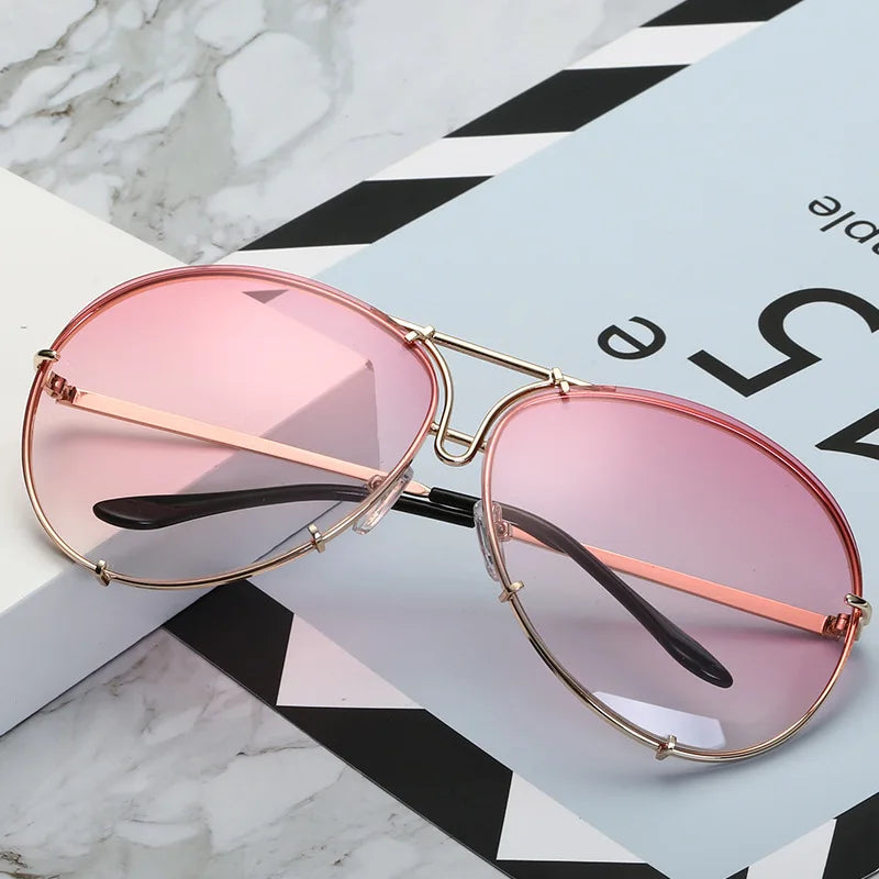 Fashion Pilot Sunglasses Women Oversized Luxury Sun Cool Mirror Vintage Gradient Shades UV400