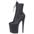 JIALUOWEI INS Style 20CM Extreme High Heels Platform Boots Lace Up