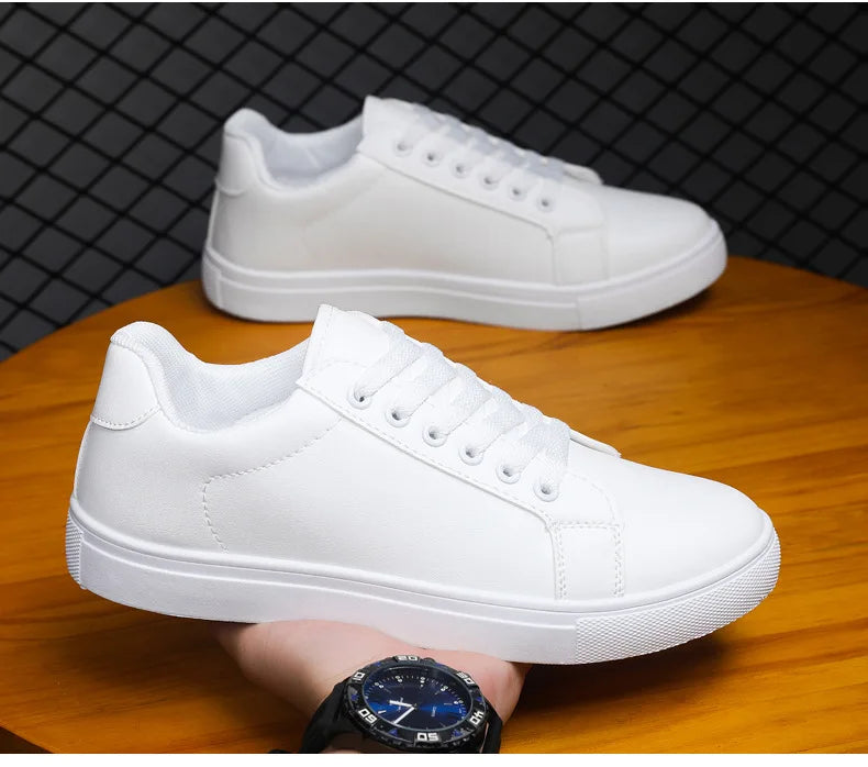 Men's Summer Korean Style Fashion Board Shoes Trendy All-match Casual Large Size Soft PU Mesh Solid Color PVC
