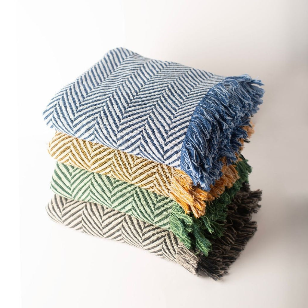 Henry — Goldenrod Colorway - Reversible Woven Blanket with Fringe